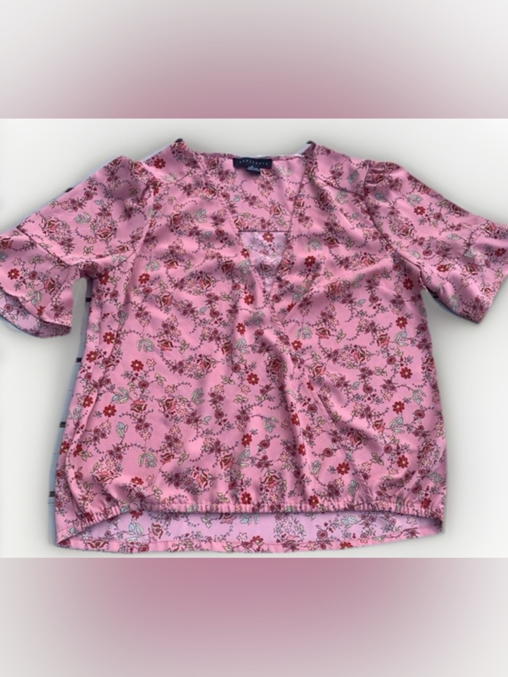 Sanctuary Women's Pink Floral Short Sleeves Size Medium